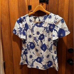 Talbot’s Women’s Blue Floral Short-Sleeve Blouse